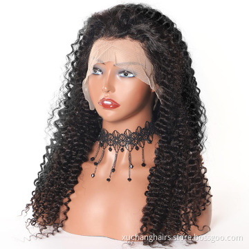 borong 360 renda frontal rambut palsu rambut palsu rambut manusia untuk vendor wanita hitam 210% ketumpatan keriting renda depan rambut palsu rambut renda rambut manusia depan